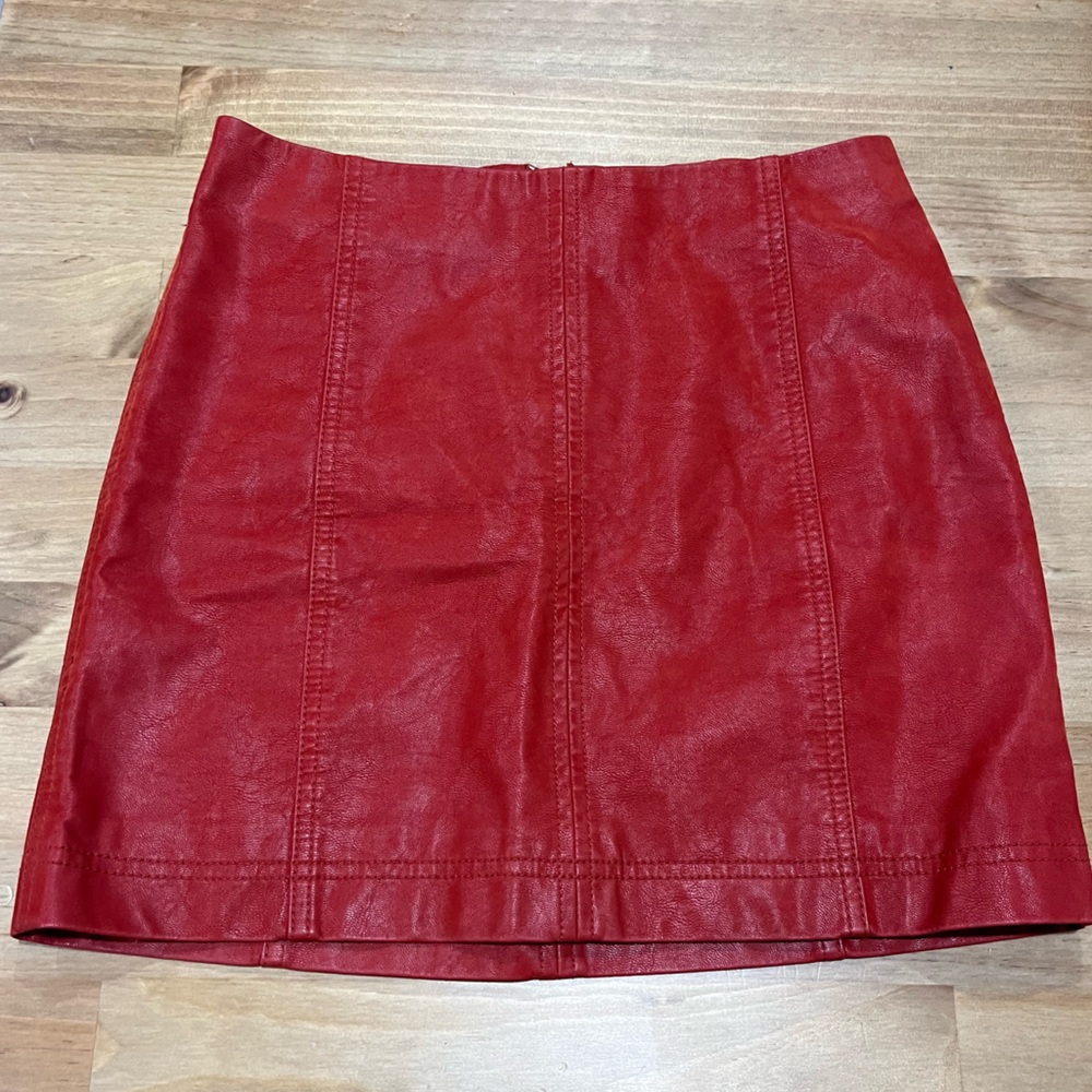 Free people pleather skirt red size 2